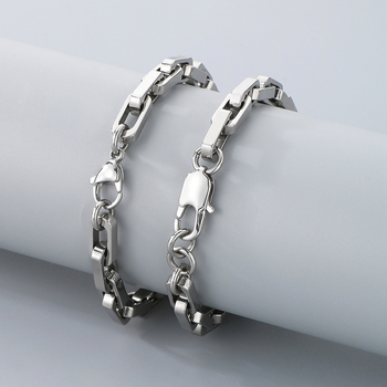 Férfiaknak szánt titánacél karkötő ipari stílusban, vastag négyszögletes lánccal és geometriai sík lánccal, elektroplattázott felülettel, Butterfly Chain KN286385-Z