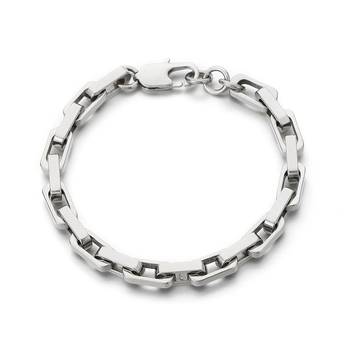 Férfiaknak szánt titánacél karkötő ipari stílusban, vastag négyszögletes lánccal és geometriai sík lánccal, elektroplattázott felülettel, Butterfly Chain KN286385-Z