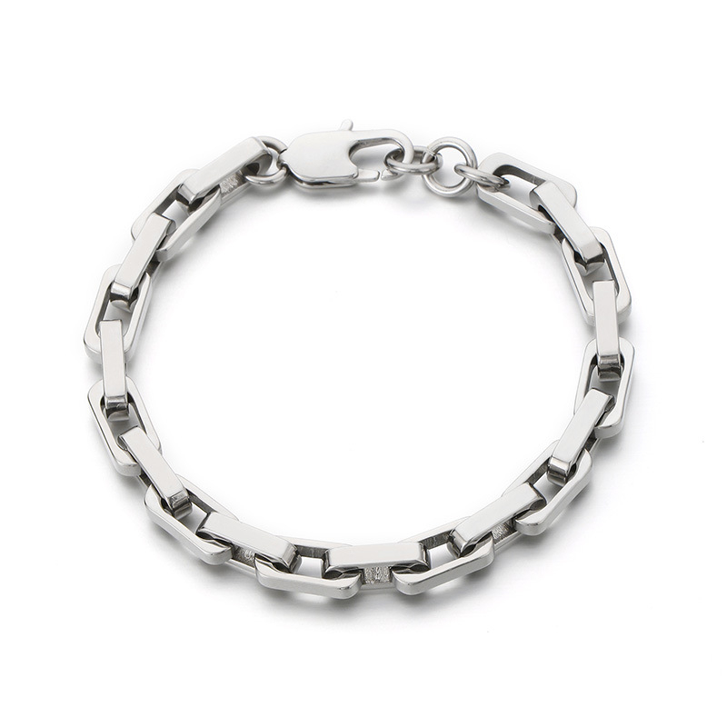 Férfiaknak szánt titánacél karkötő ipari stílusban, vastag négyszögletes lánccal és geometriai sík lánccal, elektroplattázott felülettel, Butterfly Chain KN286385-Z