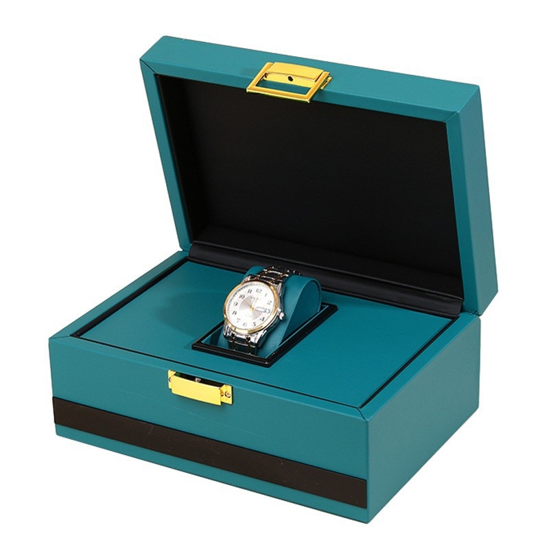 Kutija za satove od PU kože, visoke klase s preklopnim poklopcem, model HRD-0117, MDF konstrukcija, za poklon pakiranje i nakit