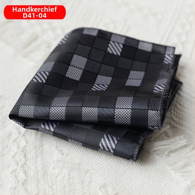 Vyrinė kišninė skarelė kostiumui – poliesteris, poliesterio pamušalas, dažymas siūlais, neutralaus stiliaus, įvairių raštų