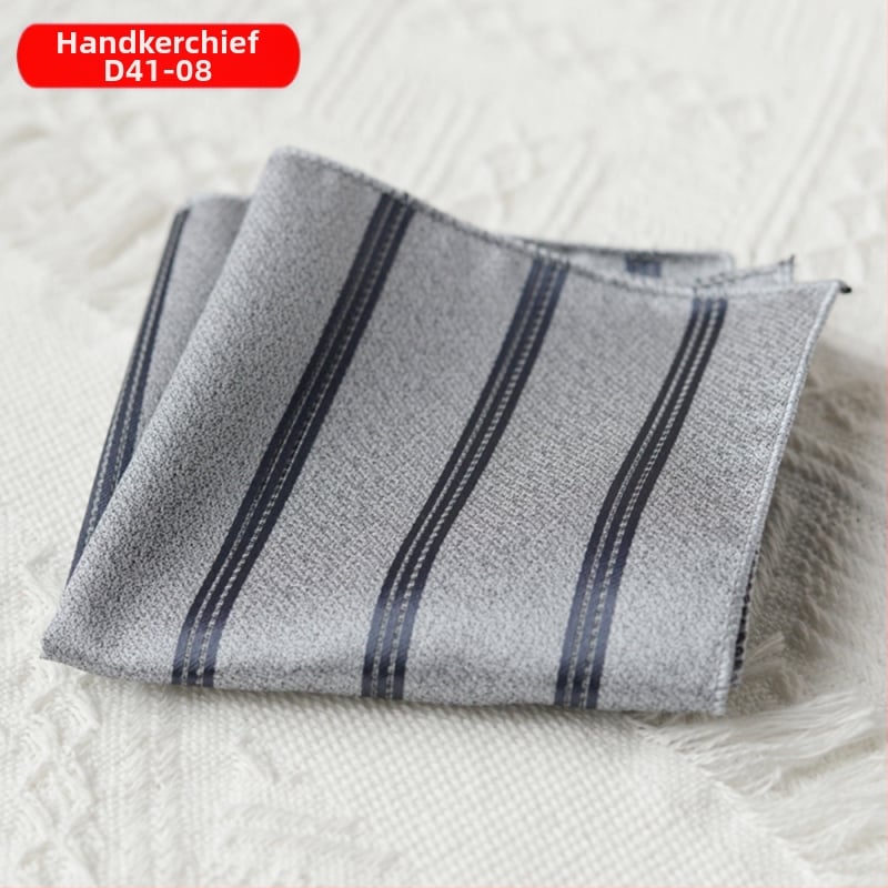 Vyrinė kišninė skarelė kostiumui – poliesteris, poliesterio pamušalas, dažymas siūlais, neutralaus stiliaus, įvairių raštų