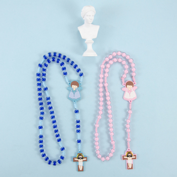 Colier cu personaje de desene animate, design geometric, plastic, manufactură manuală, lanț obișnuit, origine Yiwu