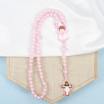 Colier cu personaje de desene animate, design geometric, plastic, manufactură manuală, lanț obișnuit, origine Yiwu