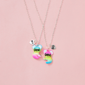 Set pentru copii: colier și brățară din aliaj, pandantiv koala, lanț în formă de valuri, lungime reglabilă.