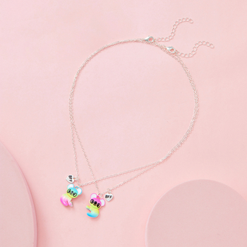 Set pentru copii: colier și brățară din aliaj, pandantiv koala, lanț în formă de valuri, lungime reglabilă.