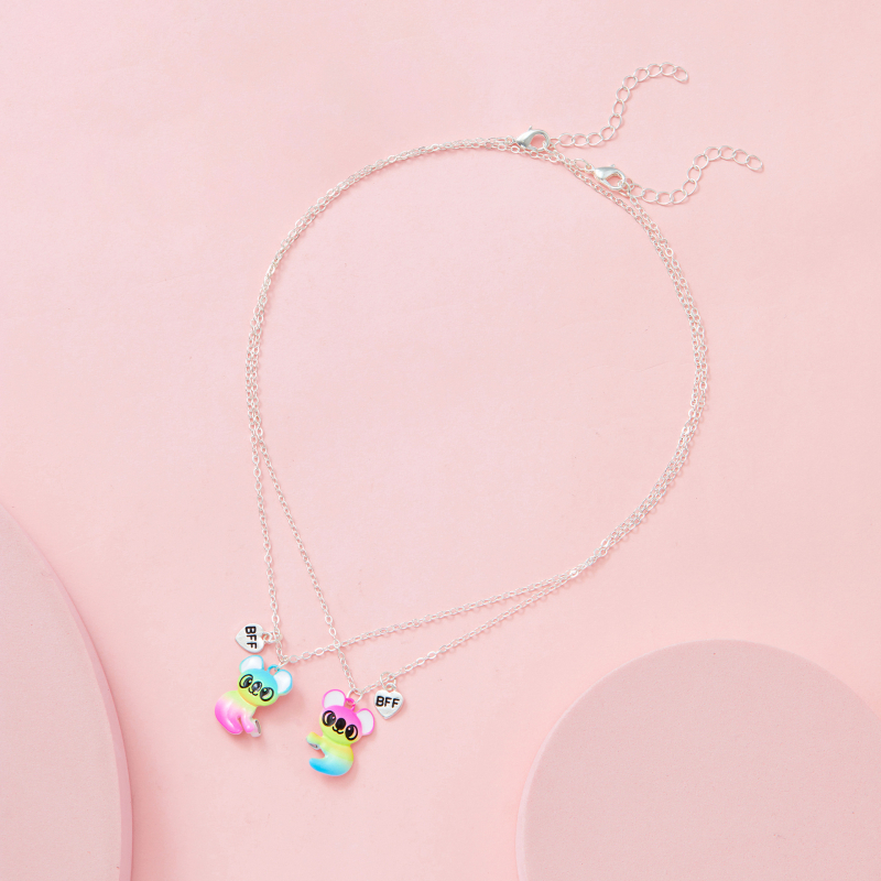 Set pentru copii: colier și brățară din aliaj, pandantiv koala, lanț în formă de valuri, lungime reglabilă.