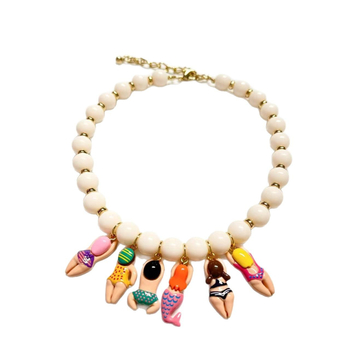 Ogrlica s akrilnim perlicama, privjesak s likom iz crtanog filma, unisex, lanac u obliku slova O, elektroplating završna obrada.