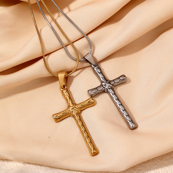 Colier cu pandantiv cruce din oțel de titan, placare electrolitică, formă geometrică, lanț șarpe rotund, tendință personalizată