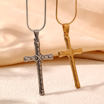 Colier cu pandantiv cruce din oțel de titan, placare electrolitică, formă geometrică, lanț șarpe rotund, tendință personalizată