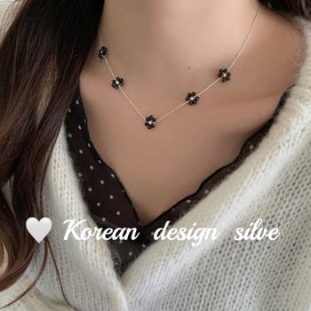 Ogrlica od srebra 925 s privjeskom u obliku cvijeta, klavikularni lanac, elektroplatina