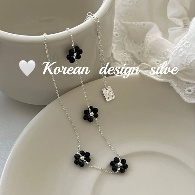 Ogrlica od srebra 925 s privjeskom u obliku cvijeta, klavikularni lanac, elektroplatina