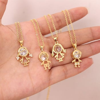 Colier unisex din cupru cu pandantiv cartoon și zirconiu, lanț în formă de valuri de apă, circumferință 21–50 cm