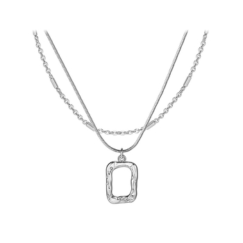 Ogrlica od legure, elektroplatirano, dvostruki sloj geometrijski privjesak, lanac klavikule, duljina 51–60 cm