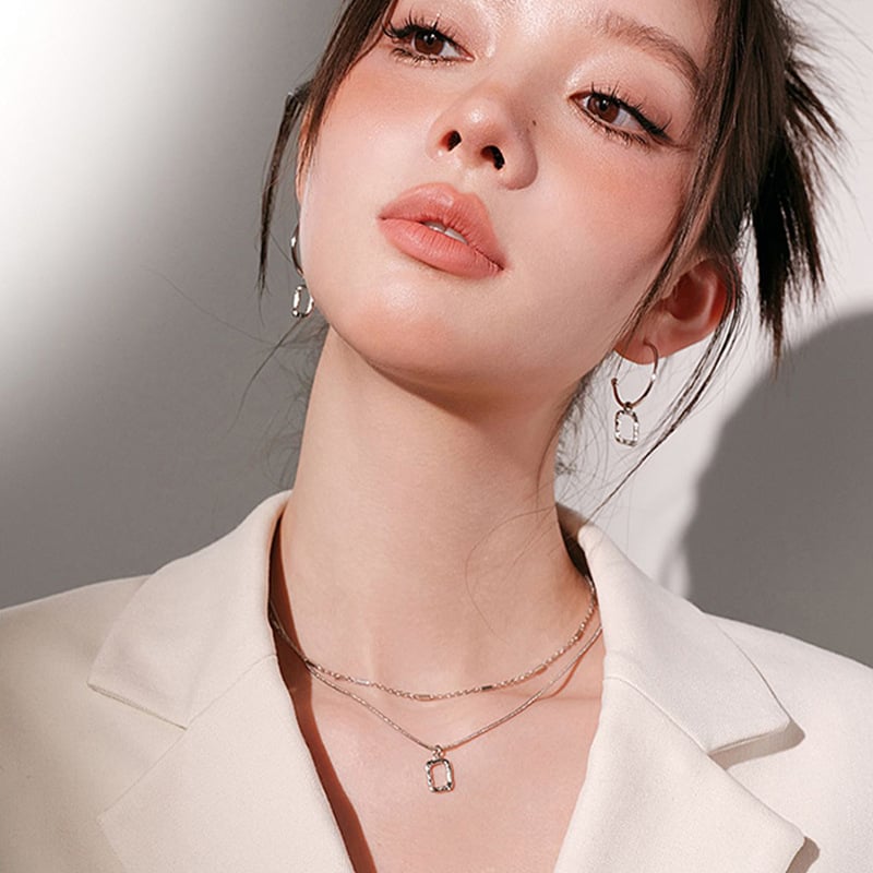 Ogrlica od legure, elektroplatirano, dvostruki sloj geometrijski privjesak, lanac klavikule, duljina 51–60 cm