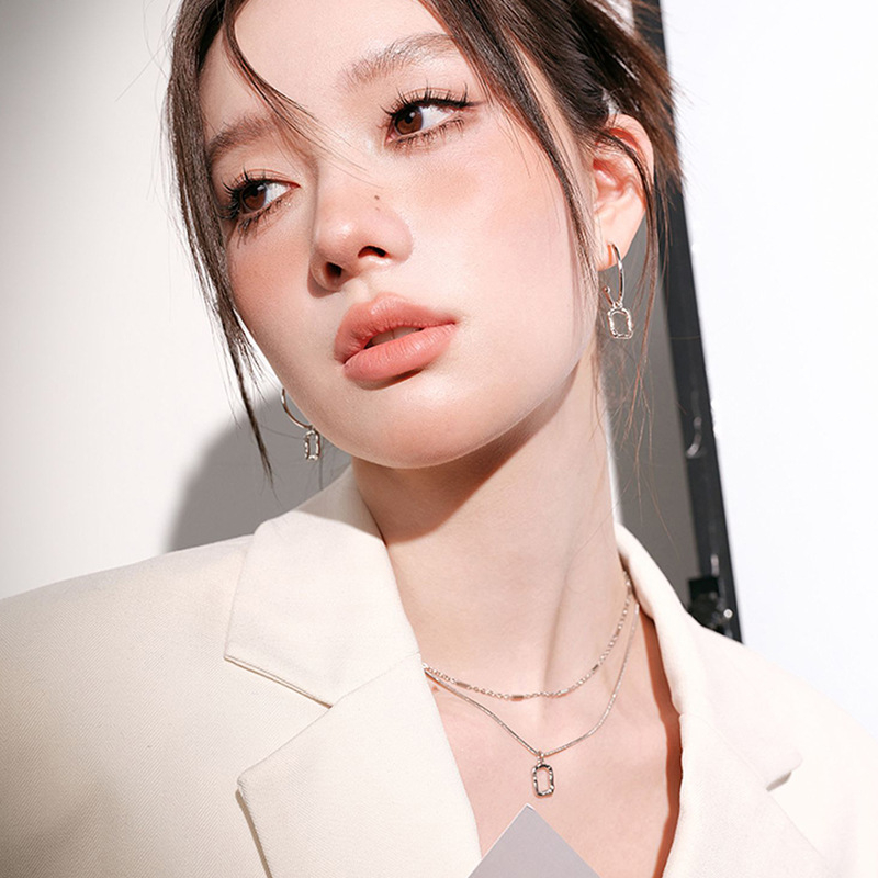 Ogrlica od legure, elektroplatirano, dvostruki sloj geometrijski privjesak, lanac klavikule, duljina 51–60 cm