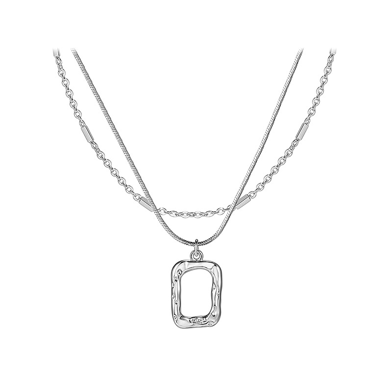 Ogrlica od legure, elektroplatirano, dvostruki sloj geometrijski privjesak, lanac klavikule, duljina 51–60 cm