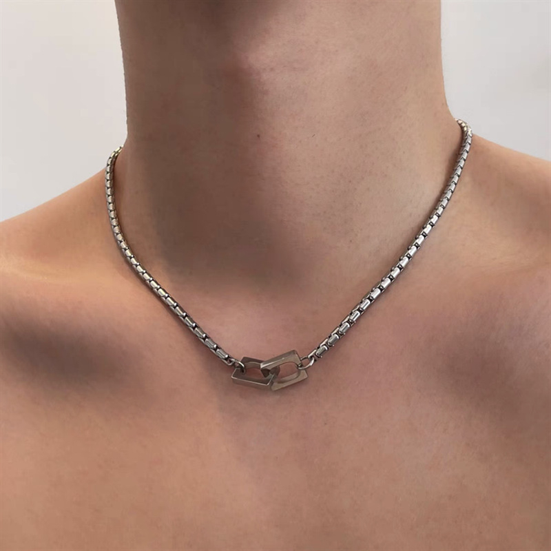 Geometrijsko ogrlica od titan čelika, unisex, regularni lanac, jednostavan minimalistički stil, 50 g