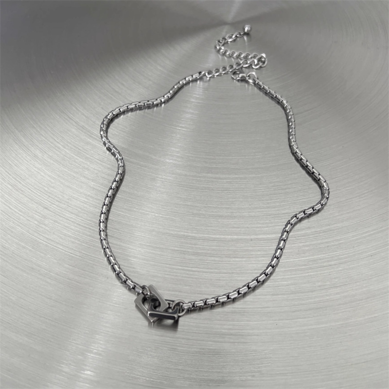 Geometrijsko ogrlica od titan čelika, unisex, regularni lanac, jednostavan minimalistički stil, 50 g