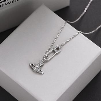 Nyaklánc papírklipsz medállal, S925 ezüst, kígyó lánc, gyémántbevágás, 2024 nyár