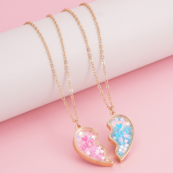 Set de coliere pentru copii, inimă, din aliaj, stil desene animate, lungime reglabilă 21–50 cm