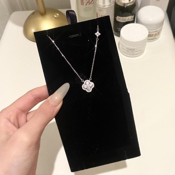 Ogrlica od S925 srebra s četverolisnom djetelinom i dijamantima, O-lanac, podesiva duljina, za žene