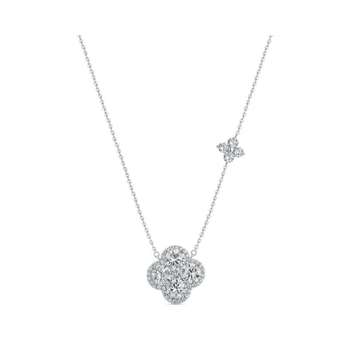 Ogrlica od S925 srebra s četverolisnom djetelinom i dijamantima, O-lanac, podesiva duljina, za žene
