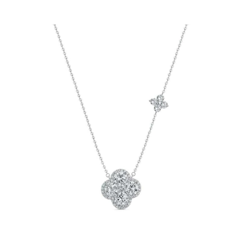 Ogrlica od S925 srebra s četverolisnom djetelinom i dijamantima, O-lanac, podesiva duljina, za žene