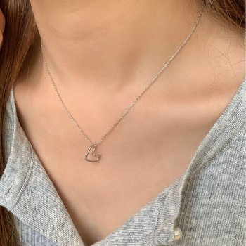 Colier: Argint 925, pandantiv inimă gol, lanț în formă de O, lungime 41–50 cm, finisaj electroplating, Chengchen Jewelry