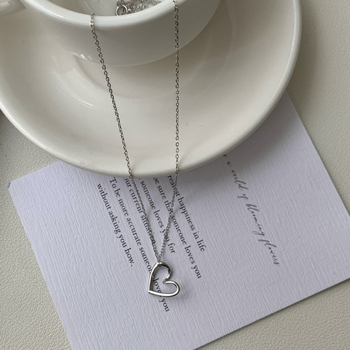 Colier: Argint 925, pandantiv inimă gol, lanț în formă de O, lungime 41–50 cm, finisaj electroplating, Chengchen Jewelry