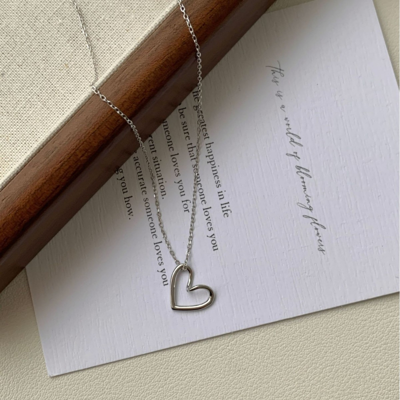 Colier: Argint 925, pandantiv inimă gol, lanț în formă de O, lungime 41–50 cm, finisaj electroplating, Chengchen Jewelry