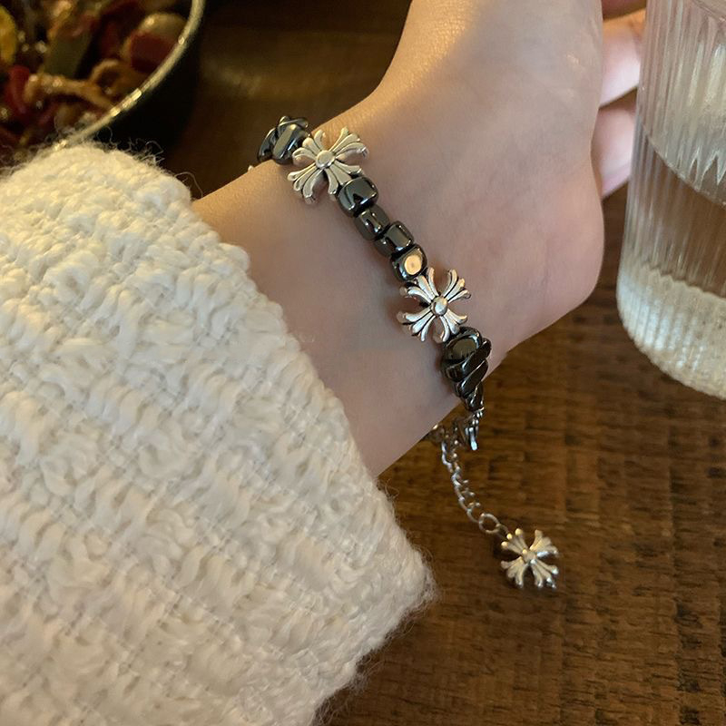 Jingsheng aliaj de zinc Brățară unisex cu motiv geometric, cruce-flori și mărgele, toamnă 2024