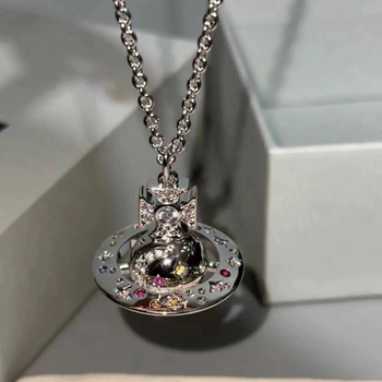 Colier unisex cu pandant UFO-Orb, lanț din oțel de titan, pandant din cupru, accente din zircon