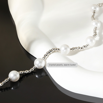 Ogrlica od S925 srebra s perlama, lanac od perli, težina 16 g, privjesak od srebra 925, stil prirodan, svjež i sladak