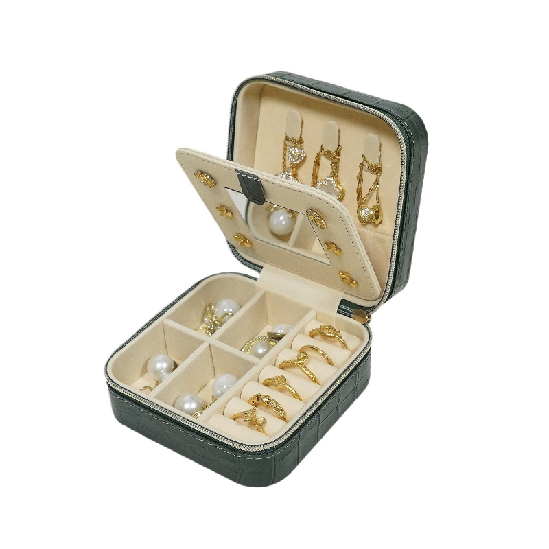 Kutija za nakit od kože s PU uzorkom krokodila, dvostruki zatvarač, tvrdi futrola