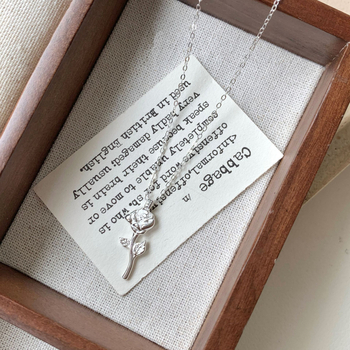 Lančić s privjeskom ruže od srebra 925, jednostavan stil, običan lanac, duljina 41–50 cm, težina 2 g