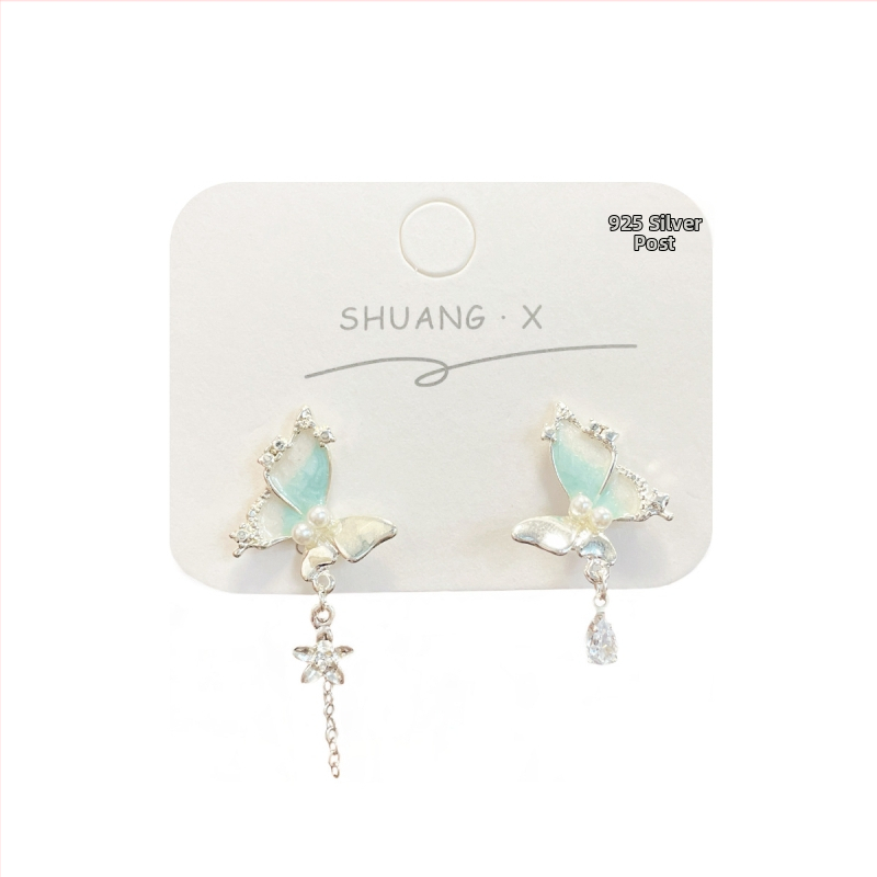 Cercei din aliaj, stil proaspăt și dulce, cu tijă din argint 925; motifuri inimă, flori, insecte și zodii