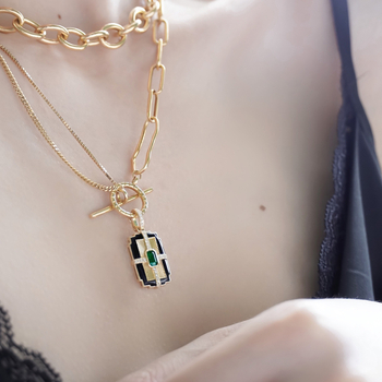 Lančić od srebra 925 s geometrijskim privjeskom, zmijska lančica, elektroplatiranje, težina 3.82 g, lagani luksuz