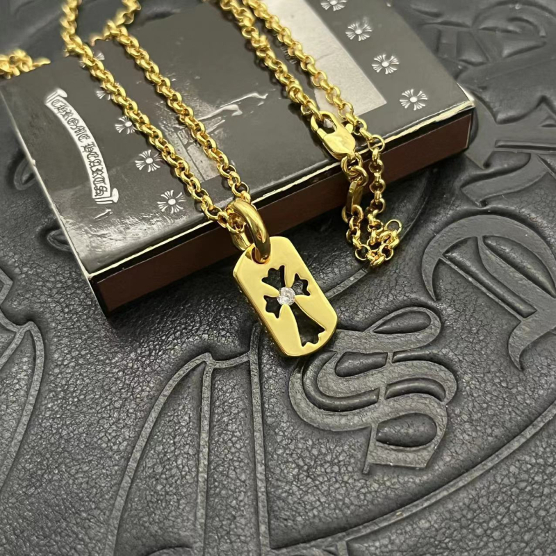 Punk hip-hop mini vojni dog tag ogrlica s dijamantnim križem, srebrna i 22K pozlata