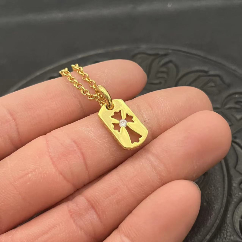 Punk hip-hop mini vojni dog tag ogrlica s dijamantnim križem, srebrna i 22K pozlata