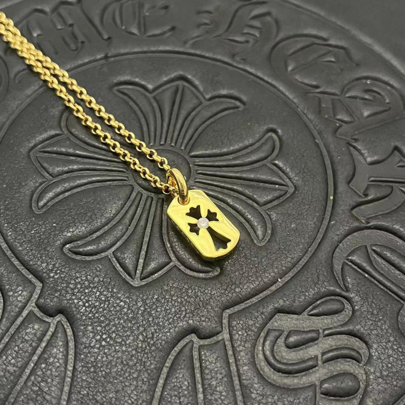 Punk hip-hop mini vojni dog tag ogrlica s dijamantnim križem, srebrna i 22K pozlata
