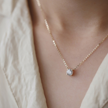 Meidi ogrlica od 925 srebra, pozlaćena 14K, dijamant od 1 karata, četveroprugasti prong, geometrijski lanac s križem, japanski/korejski stil