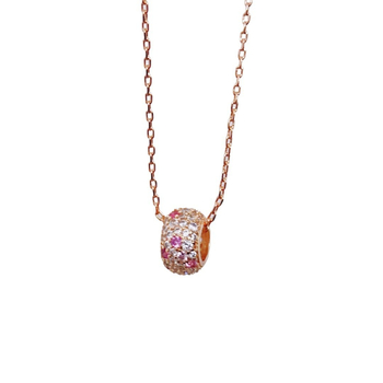 Colier din cupru cu lanț bambus, pandantiv cu pietre mixte, lungime 41–50 cm