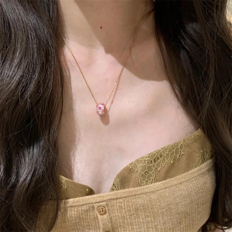 Colier din cupru cu lanț bambus, pandantiv cu pietre mixte, lungime 41–50 cm