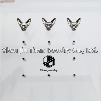 Piercing do pery – Titanová zliatina, dizajn Sphynx mačky, motív hlavy mačky, mikro nastavenie, unisex punk
