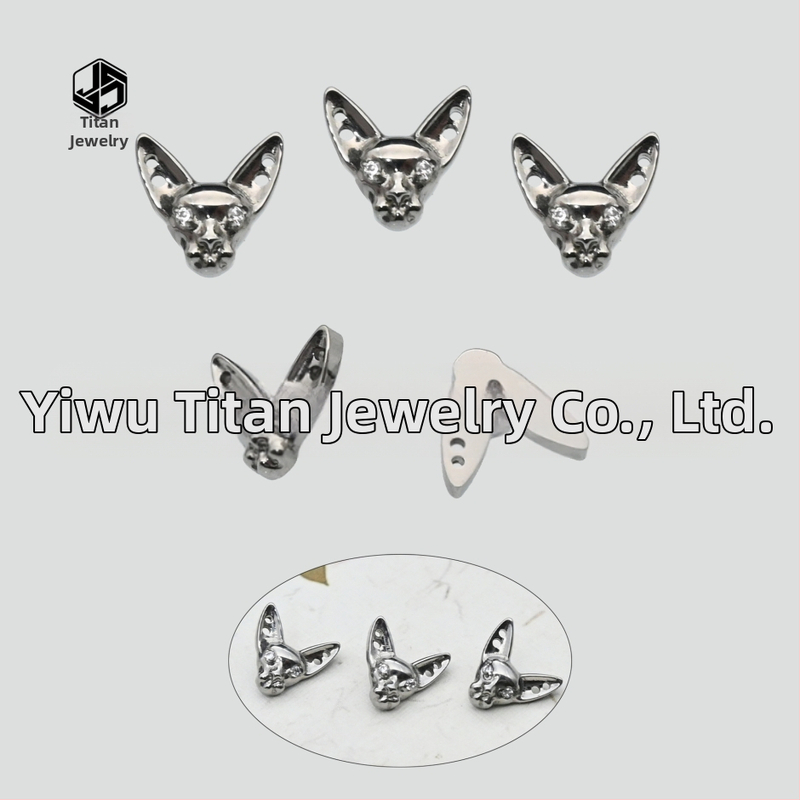 Piercing do pery – Titanová zliatina, dizajn Sphynx mačky, motív hlavy mačky, mikro nastavenie, unisex punk