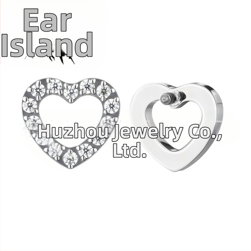 Srdcového tvaru titanovej zliatiny piercing šperky s cirkónmi, leštené, unisex vintage štýl, závit 0,9 mm, F136
