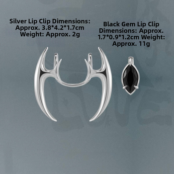 Set klipsov na pery s drahokamami, 2-dielny, meď, elektroplating, geometrický unisex štýl