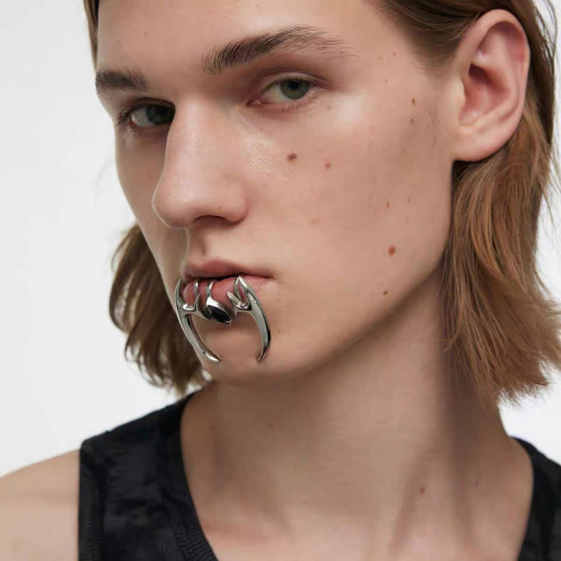 Set clipuri pentru buze cu pietre prețioase, 2 piese, cupru, electroplacare, stil geometric unisex