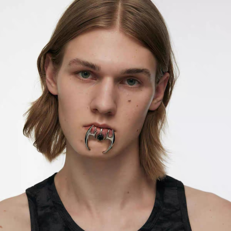 Kővel díszített ajakklipsz készlet, 2 darab, réz, elektroplating, geometriai uniszex stílus